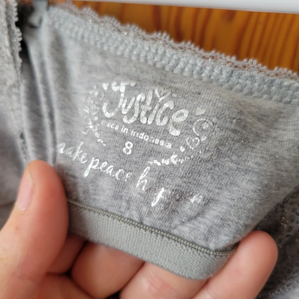Justice sequin lace star tank top built in bra 8